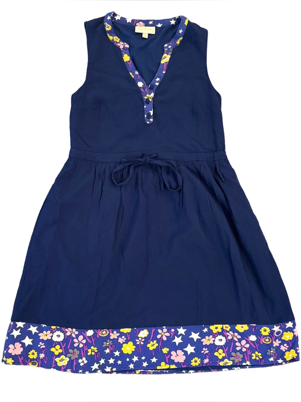 💙 ModCloth Navy Blue Sleeveless Dress with Floral & Star Trim – Size XS